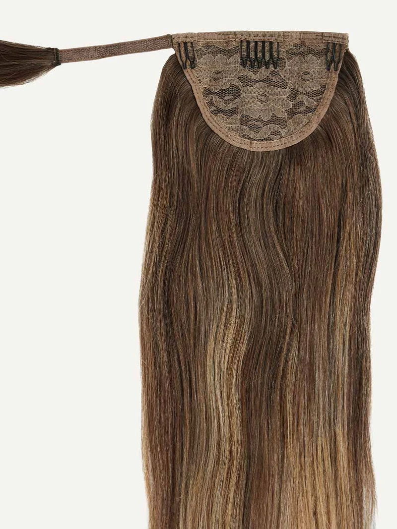 16" Chestnut Brown Balayage Ponytail Extension (100g)