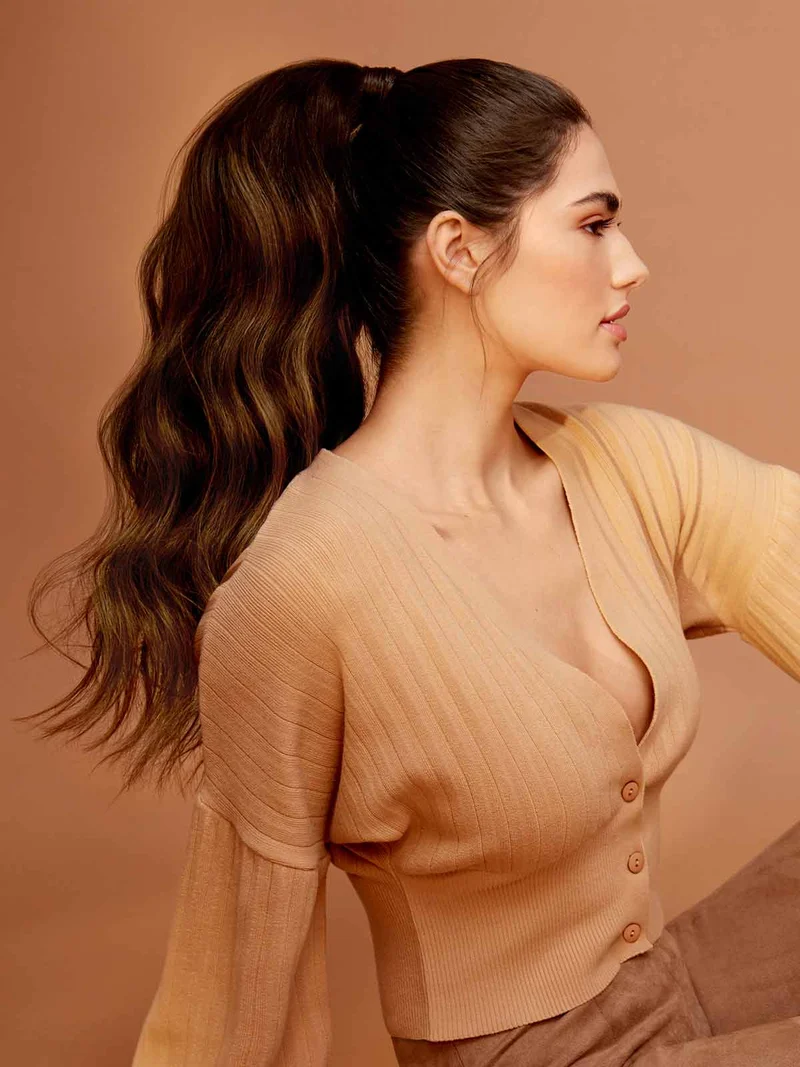 20" Chocolate Brown Balayage Ponytail Extension (120g)