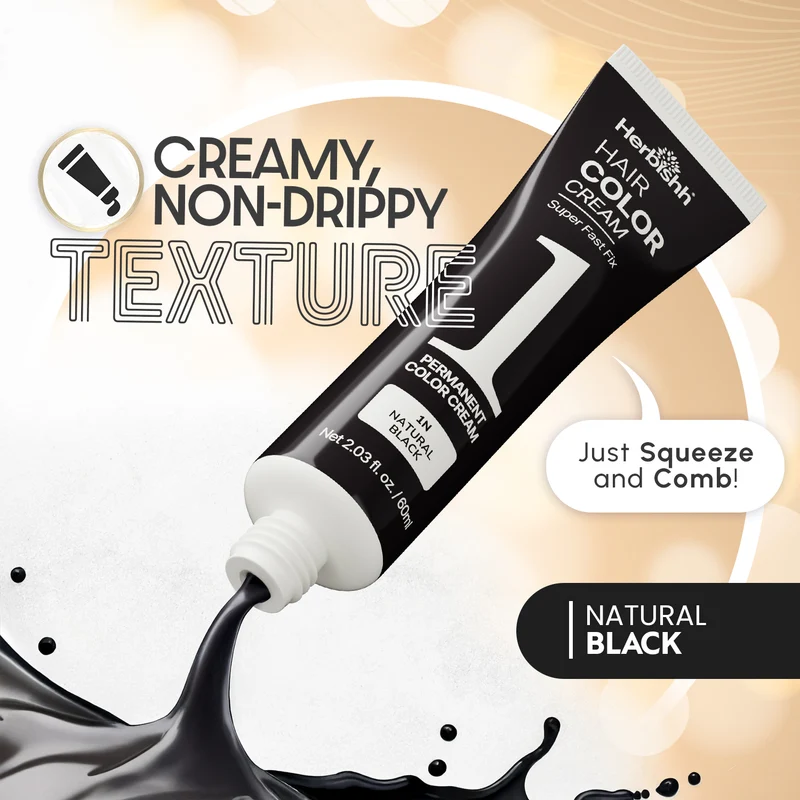 Natürliche schwarze Rapid Infusion Haarfarbencreme - Herbishh