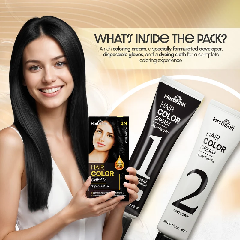 Natürliche schwarze Rapid Infusion Haarfarbencreme - Herbishh