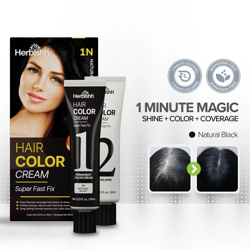 Natürliche schwarze Rapid Infusion Haarfarbencreme - Herbishh