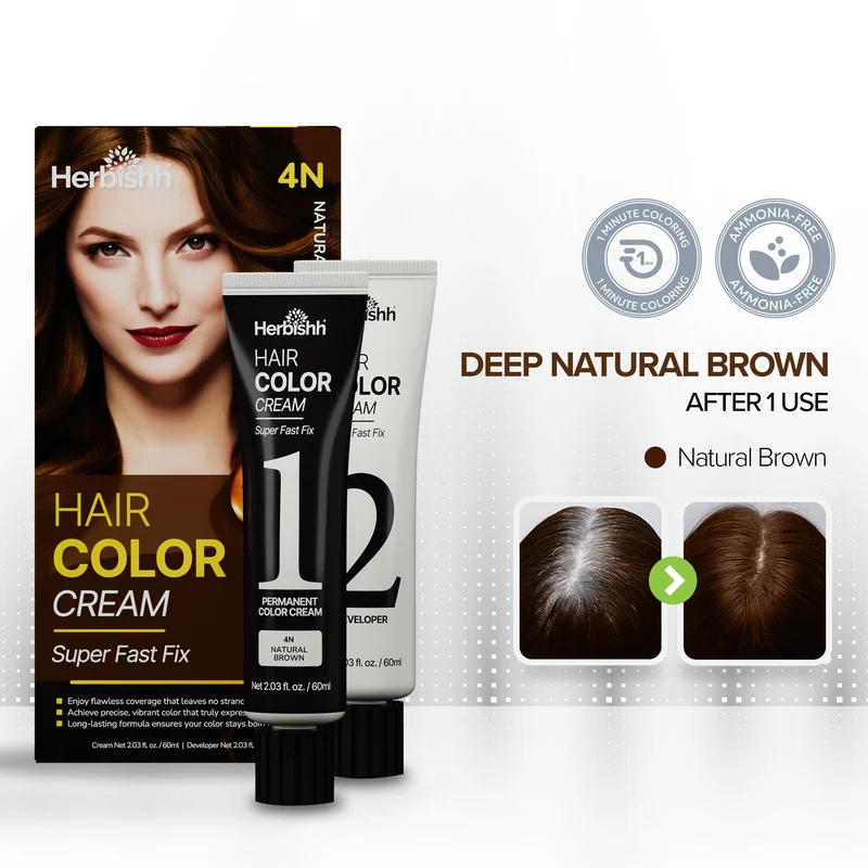 Natürliche braune Rapid Infusion Haarfarbencreme - Herbishh