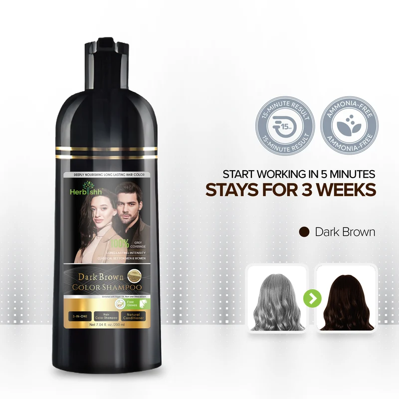 Dunkelbraunes Haarfarbenshampoo 200 ml - Herbishh