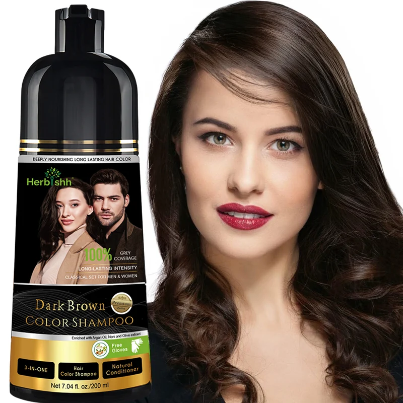 Dunkelbraunes Haarfarbenshampoo 200 ml - Herbishh
