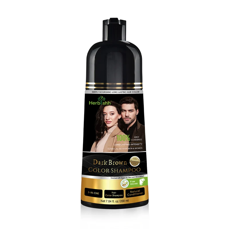 Dunkelbraunes Haarfarbenshampoo 200 ml - Herbishh