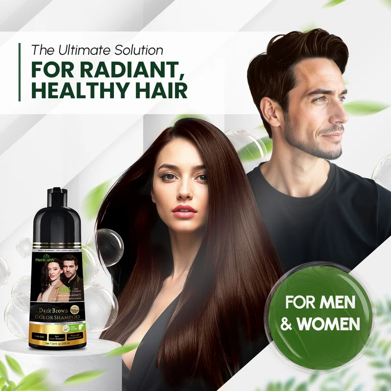 Dunkelbraunes Haarfarbenshampoo 200 ml - Herbishh