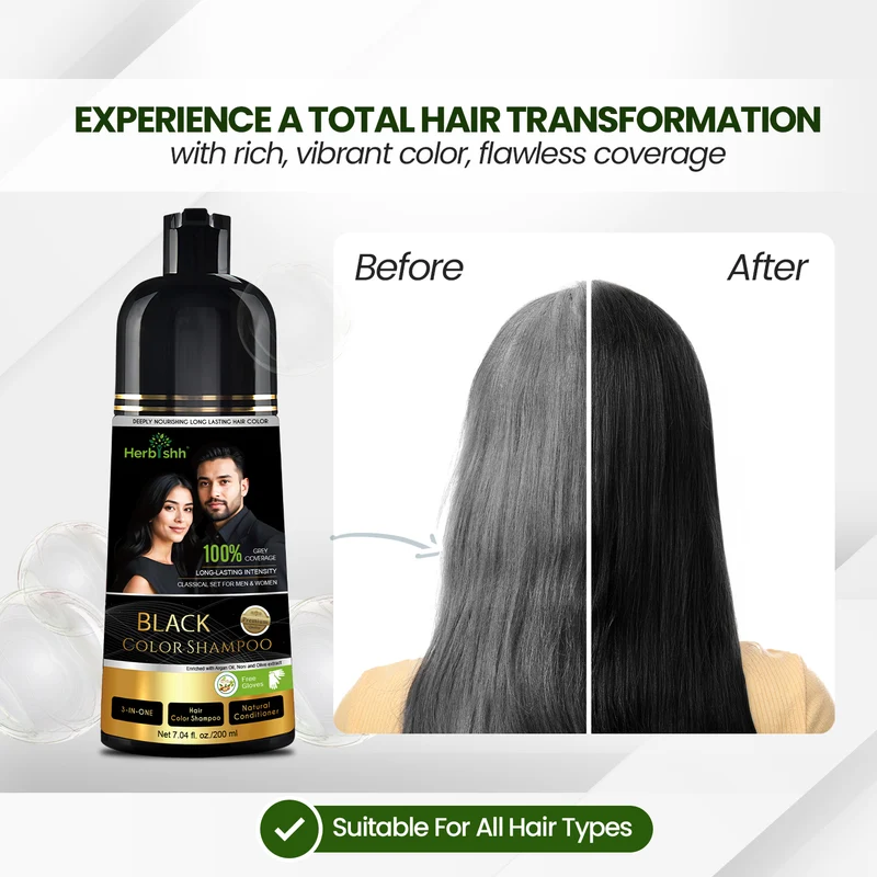 Schwarzes Haarfarbenshampoo, 200 ml