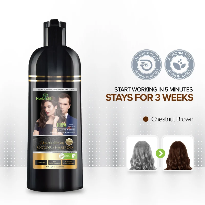Kastanienbraunes Haarfarbenshampoo, 200 ml
