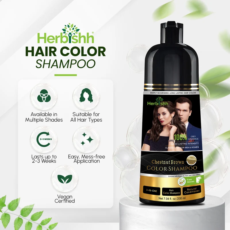 Kastanienbraunes Haarfarbenshampoo, 200 ml