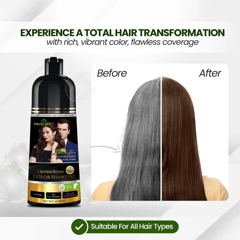 Kastanienbraunes Haarfarbenshampoo, 200 ml