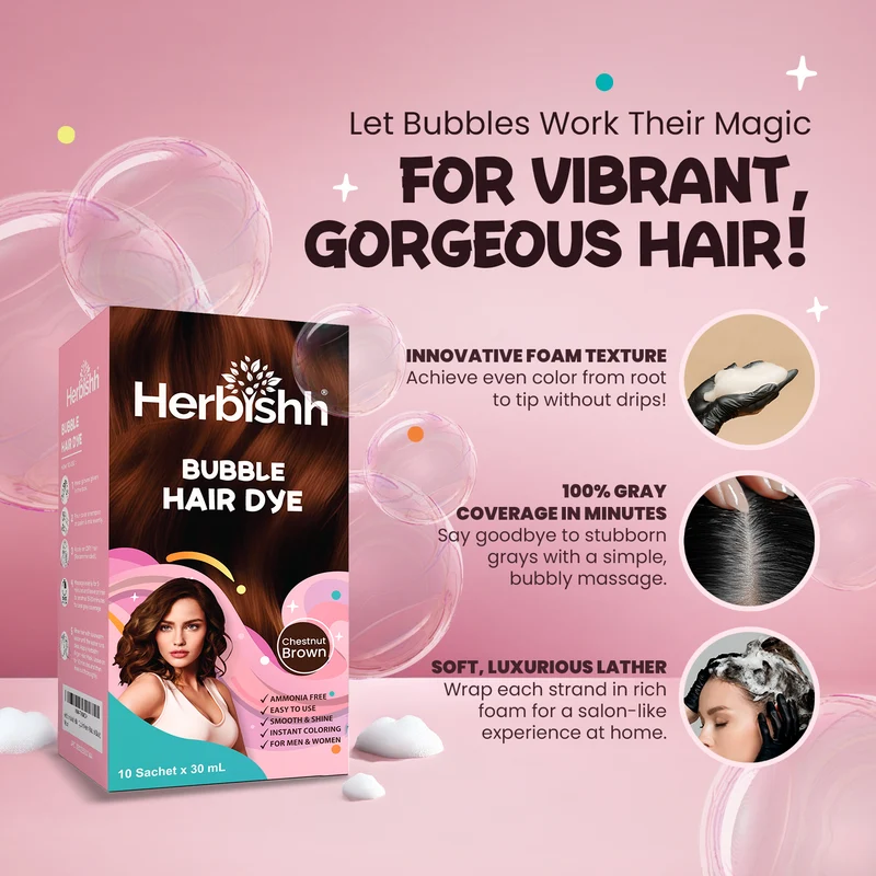 Kastanienbraun - Schaum-Haarfärbeshampoo - Herbishh