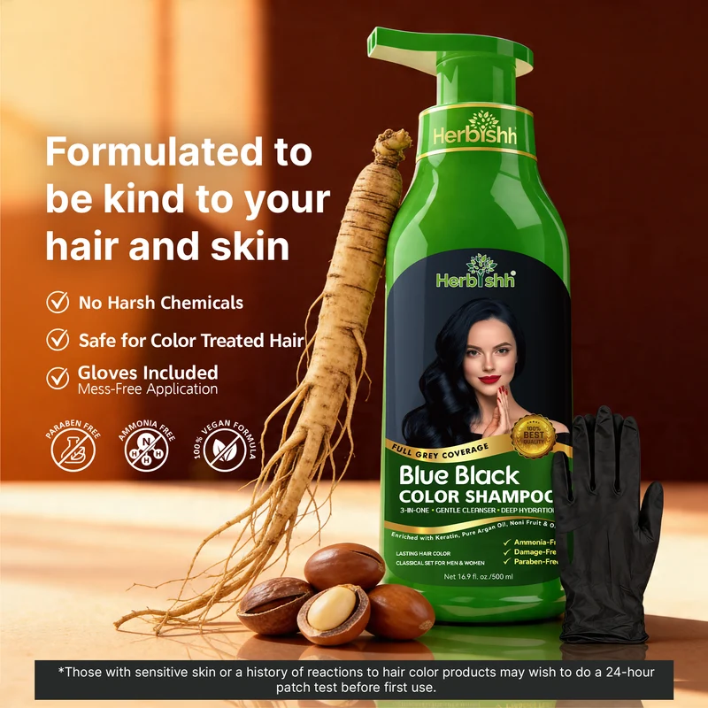 Blauschwarzes Haarfarbenshampoo - Herbishh