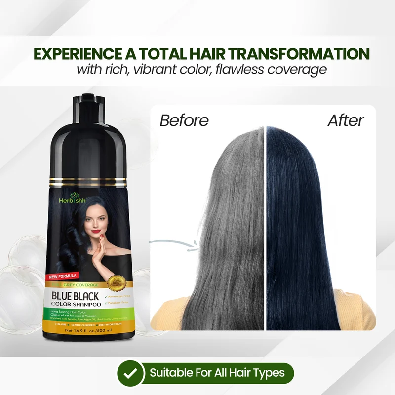 Blauschwarzes Haarfarbenshampoo - Herbishh