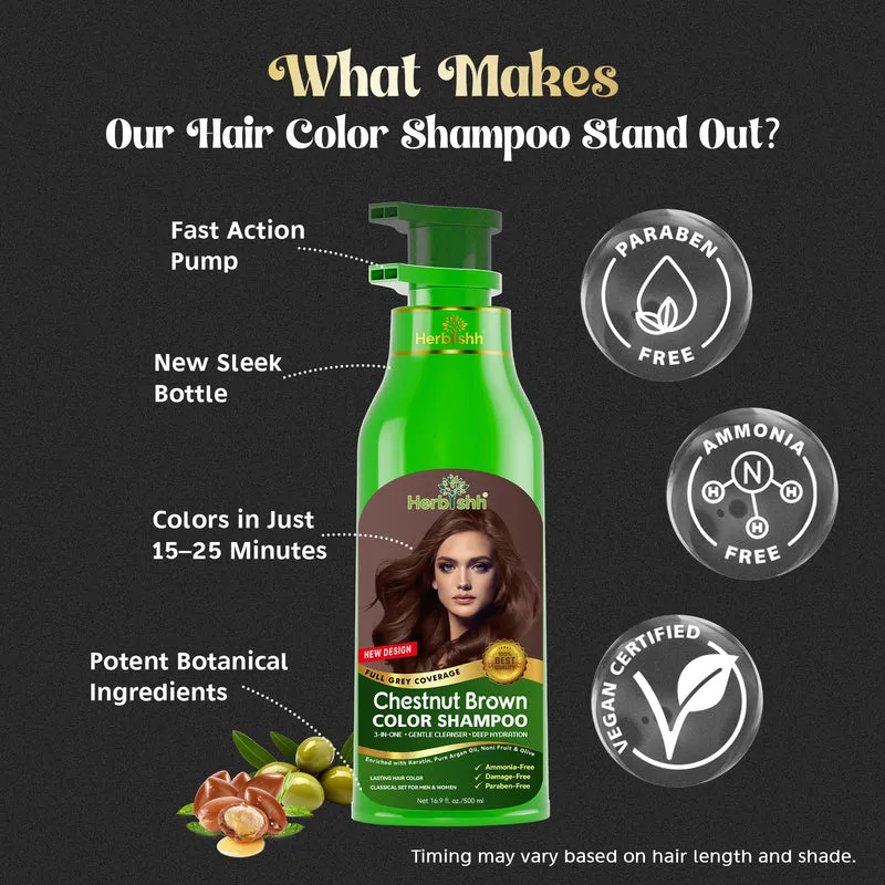 Kastanienbraunes Haarfarbenshampoo 500 ml - Herbishh