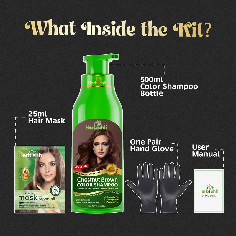 Kastanienbraunes Haarfarbenshampoo 500 ml - Herbishh