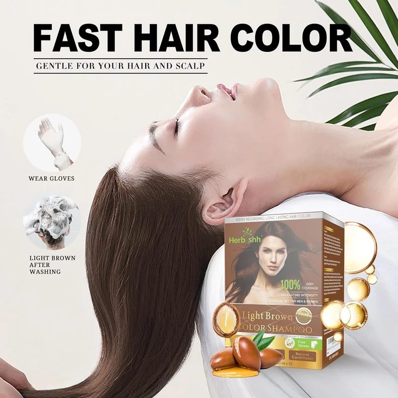Hellbraunes Farbshampoo 10 Beutel - Herbishh
