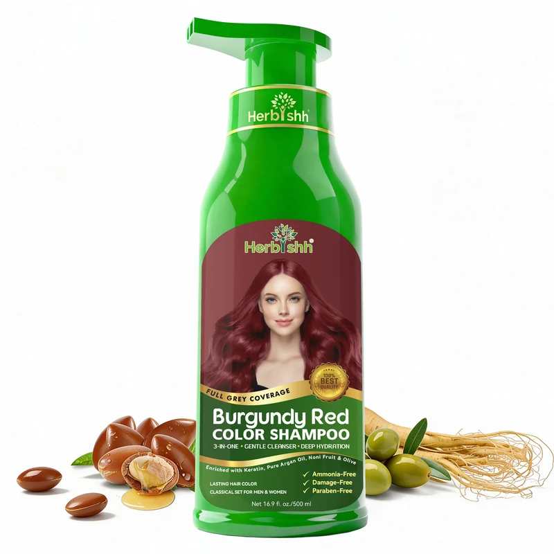 Burgunderrotes Haarfarbenshampoo 500 ml - Herbishh
