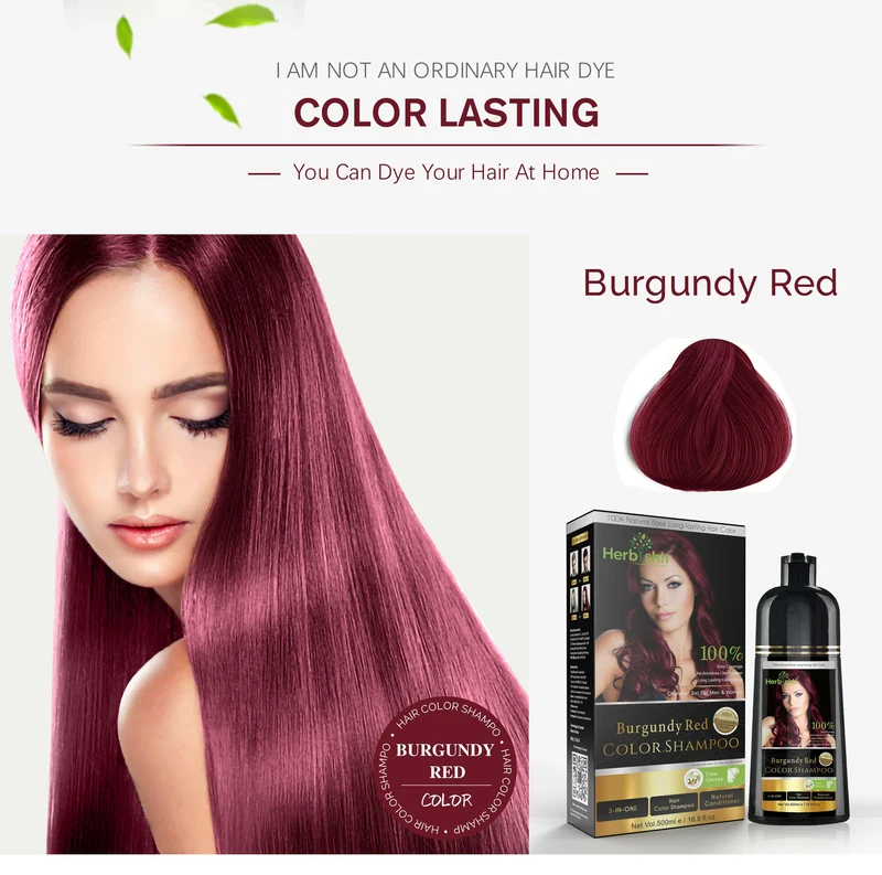 Burgunderrotes Haarfarbenshampoo 500 ml - Herbishh