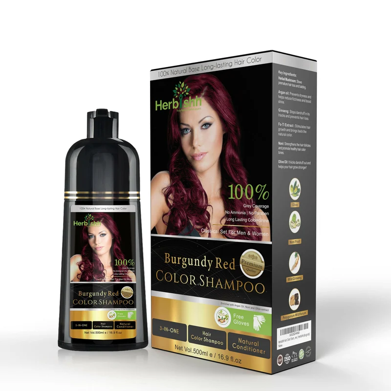 Burgunderrotes Haarfarbenshampoo 500 ml - Herbishh