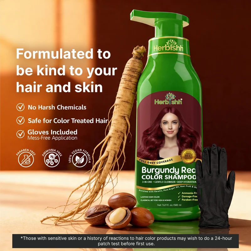 Burgunderrotes Haarfarbenshampoo 500 ml - Herbishh