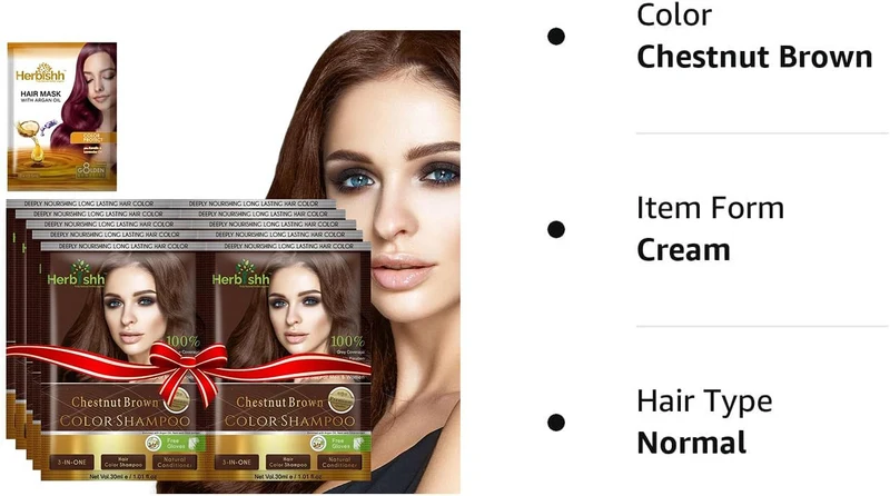 Kastanienbraunes Farbshampoo, 10 Beutel - Herbishh