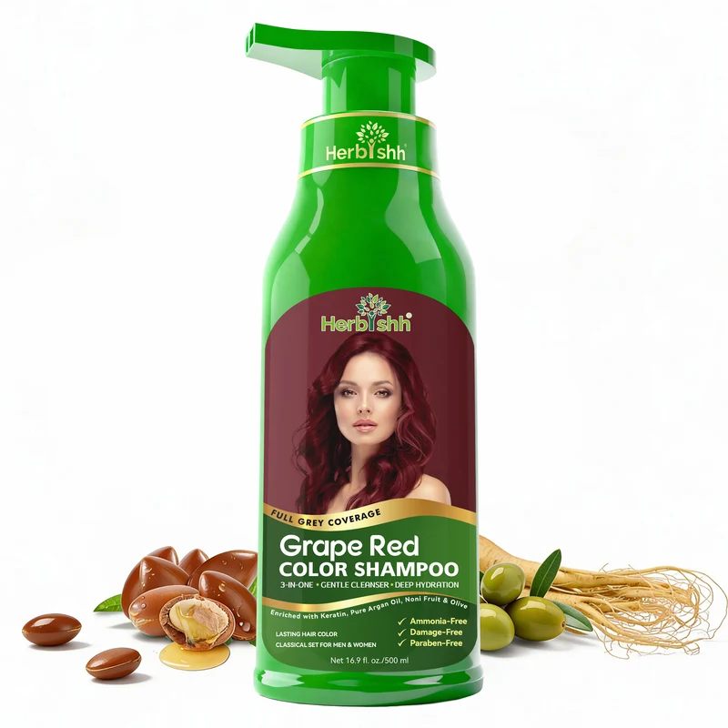 Traubenrotes Haarfarbenshampoo 500 ml - Herbishh