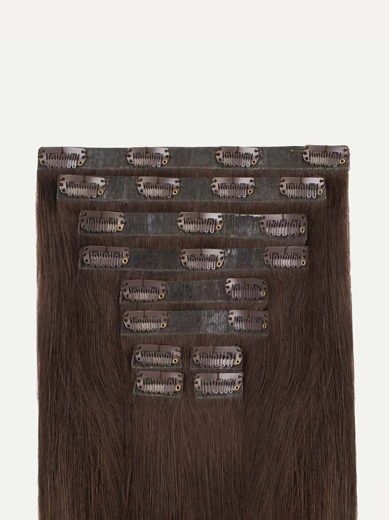 24" Seamless Dark Brown Clip-Ins (240g)