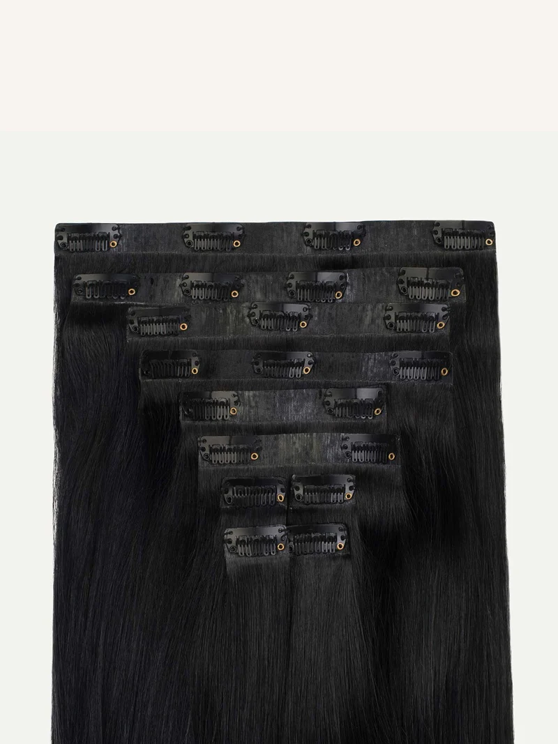 16" Seamless Jet Black Clip-Ins (160g)