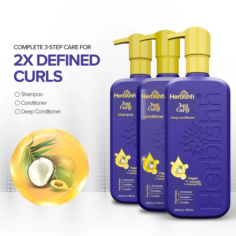 Just Curls Shampoo, Spülung und Tiefenpflege-Set - Herbishh