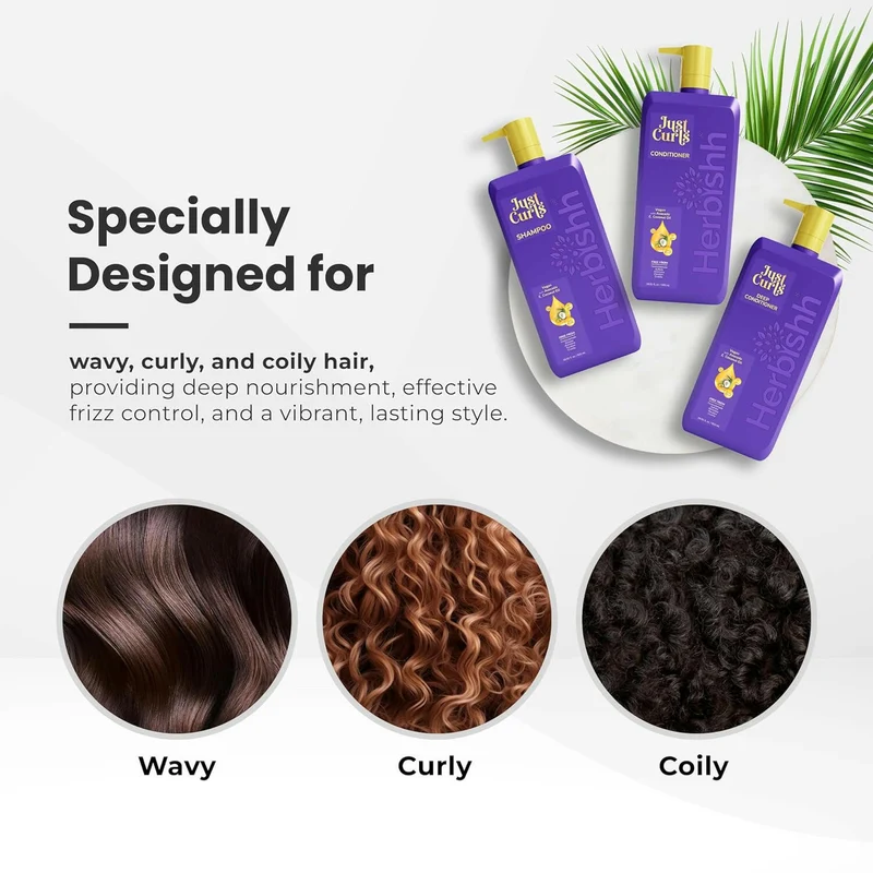 Just Curls Shampoo, Spülung und Tiefenpflege-Set - Herbishh
