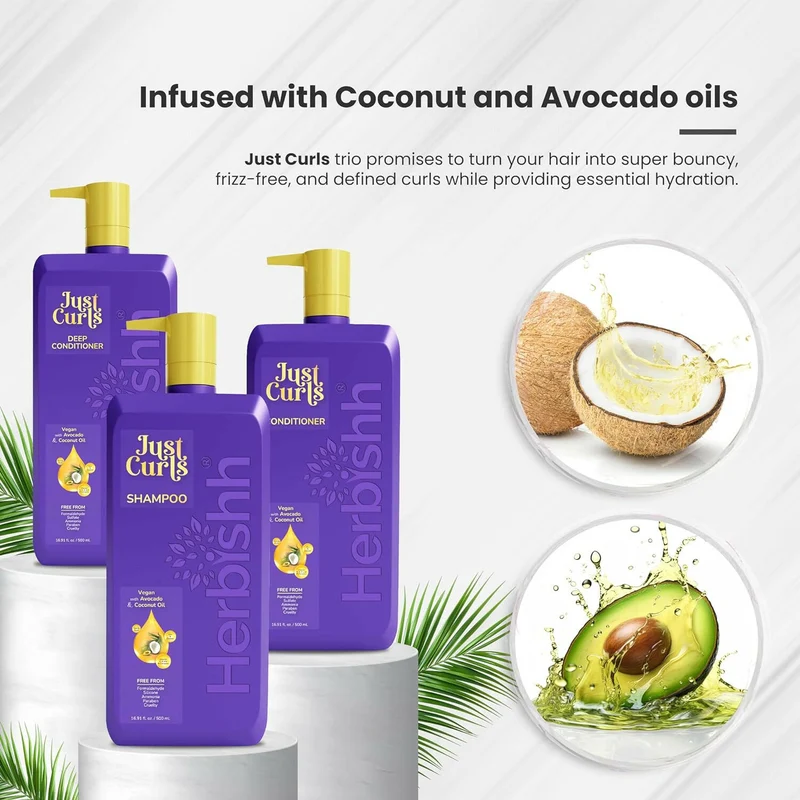 Just Curls Shampoo, Spülung und Tiefenpflege-Set - Herbishh