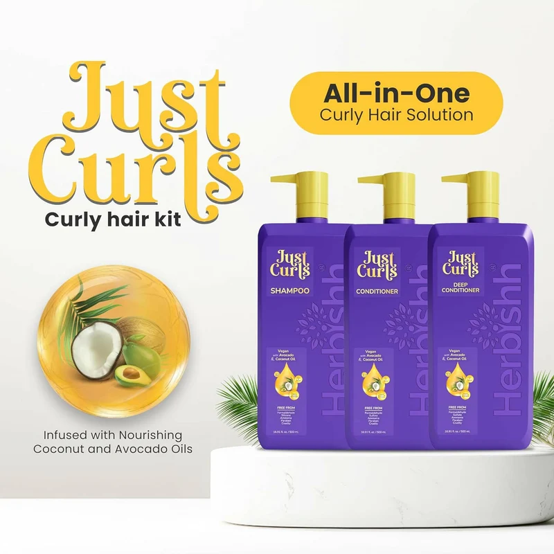 Just Curls Shampoo, Spülung und Tiefenpflege-Set - Herbishh