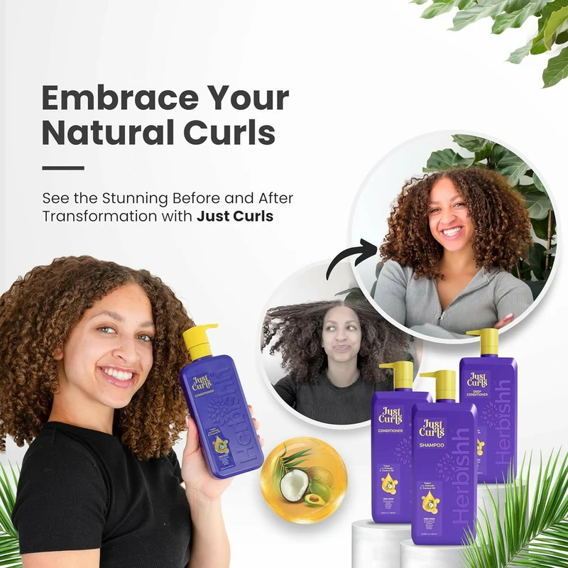 Just Curls Shampoo, Spülung und Tiefenpflege-Set - Herbishh