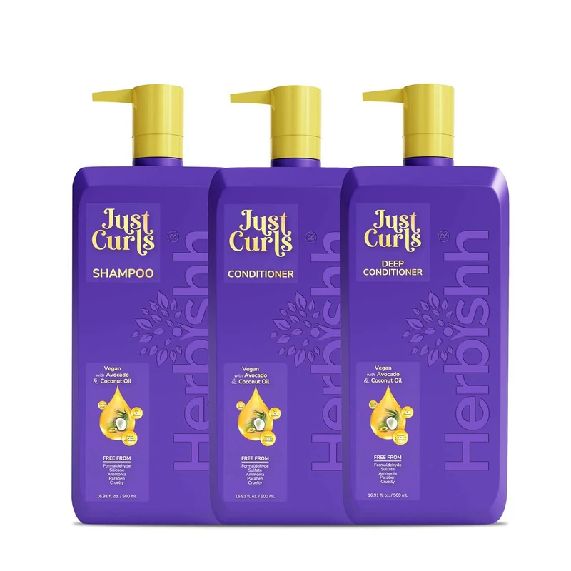 Just Curls Shampoo, Spülung und Tiefenpflege-Set - Herbishh