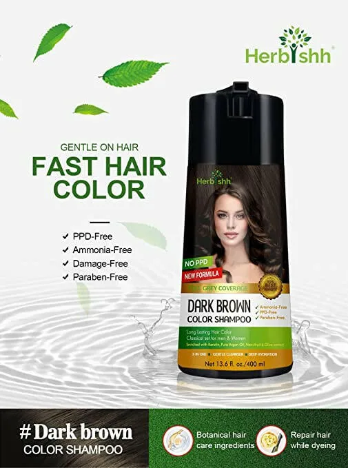 Dunkelbraunes PPD-freies Haarfarbenshampoo - Herbishh