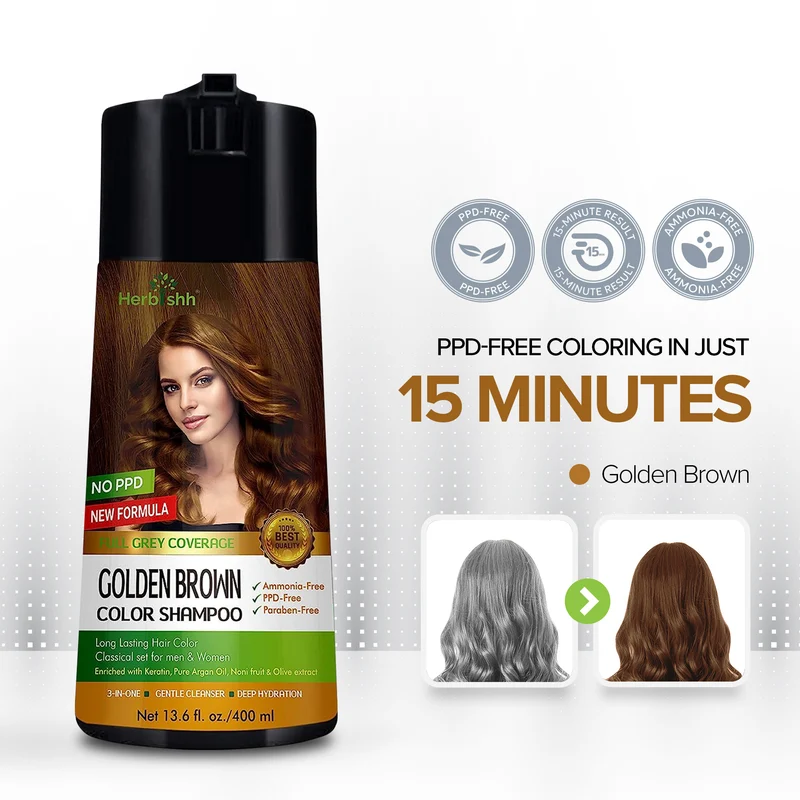 Goldbraunes PPD-freies Haarfarbenshampoo - Herbishh