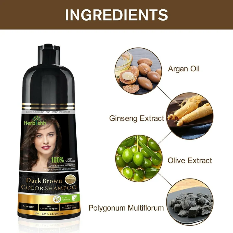 Dunkelbraunes Haarfarbshampoo – Herbishh