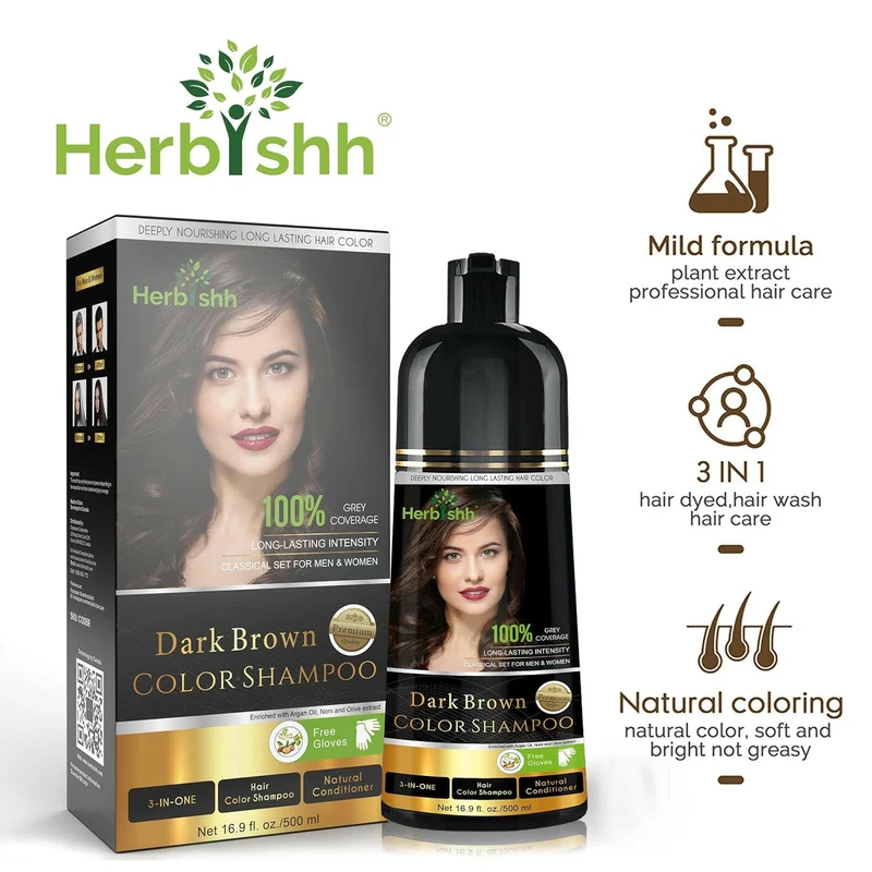 Dunkelbraunes Haarfarbshampoo – Herbishh