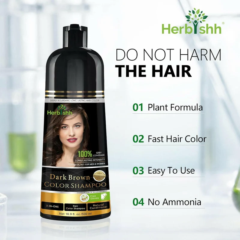 Dunkelbraunes Haarfarbshampoo – Herbishh