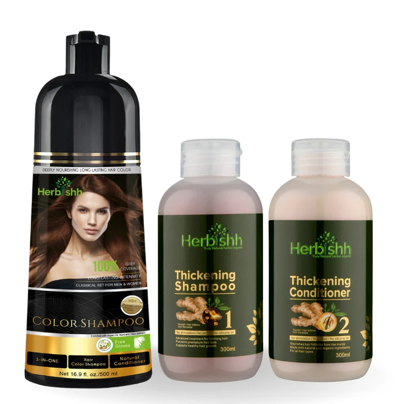 Haarfarbenshampoo & Haarverdichtungs-Kombination