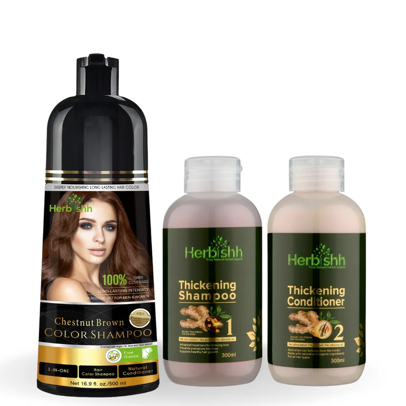 Haarfarbenshampoo & Haarverdichtungs-Kombination