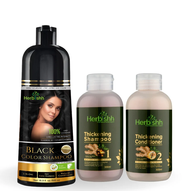 Haarfarbenshampoo & Haarverdichtungs-Kombination