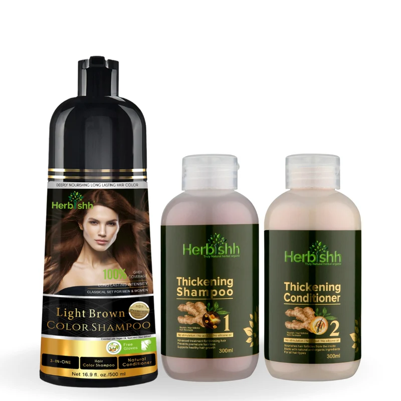 Haarfarbenshampoo & Haarverdichtungs-Kombination