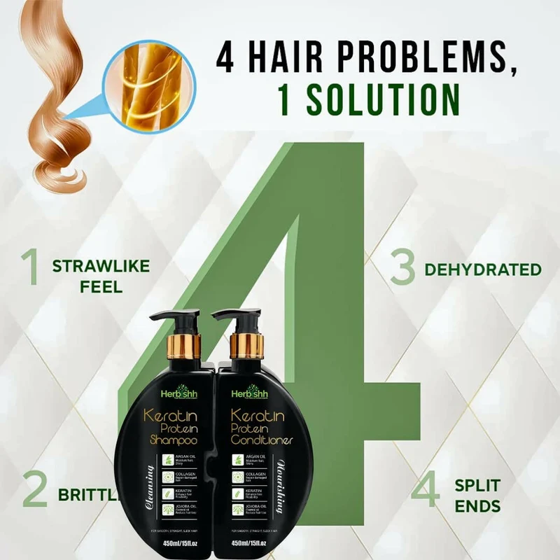Haarfarbenshampoo, Keratinshampoo & Conditioner-Set mit Ingweröl