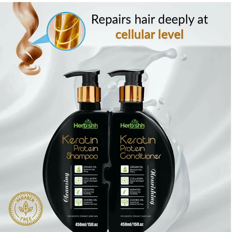 Haarfarbenshampoo, Keratinshampoo & Conditioner-Set mit Ingweröl