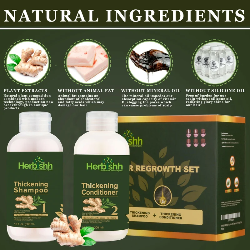 Luxuriöses Kombi-Set aus verdickendem Shampoo und Spülung, Ingweröl und Arganöl