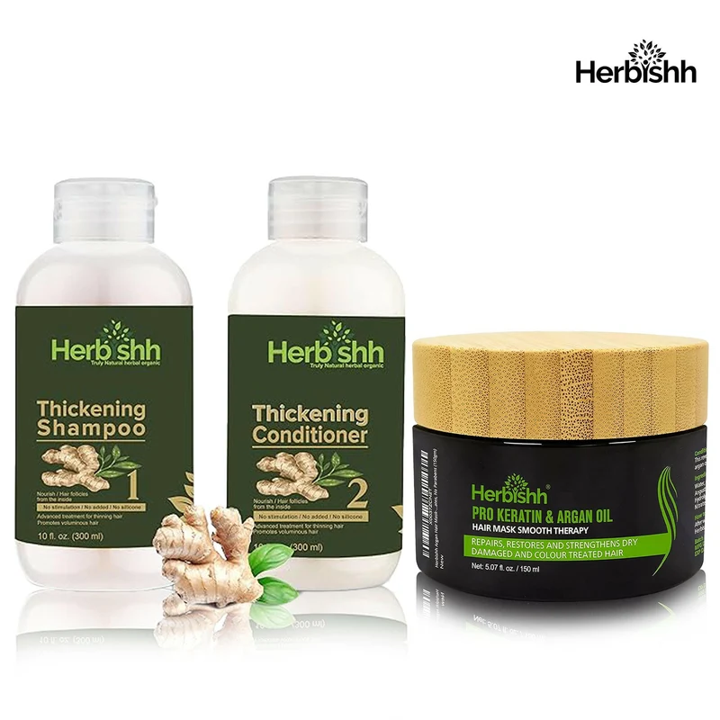 Verdickendes Shampoo & Conditioner mit Haarmaske im Set – Herbishh