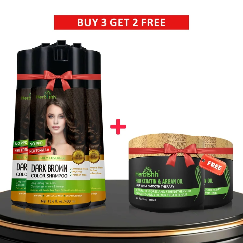 Beim Kauf von 3 PPD-freien Colorationsshampoos erhalten Sie 2 Haarmasken gratis dazu.