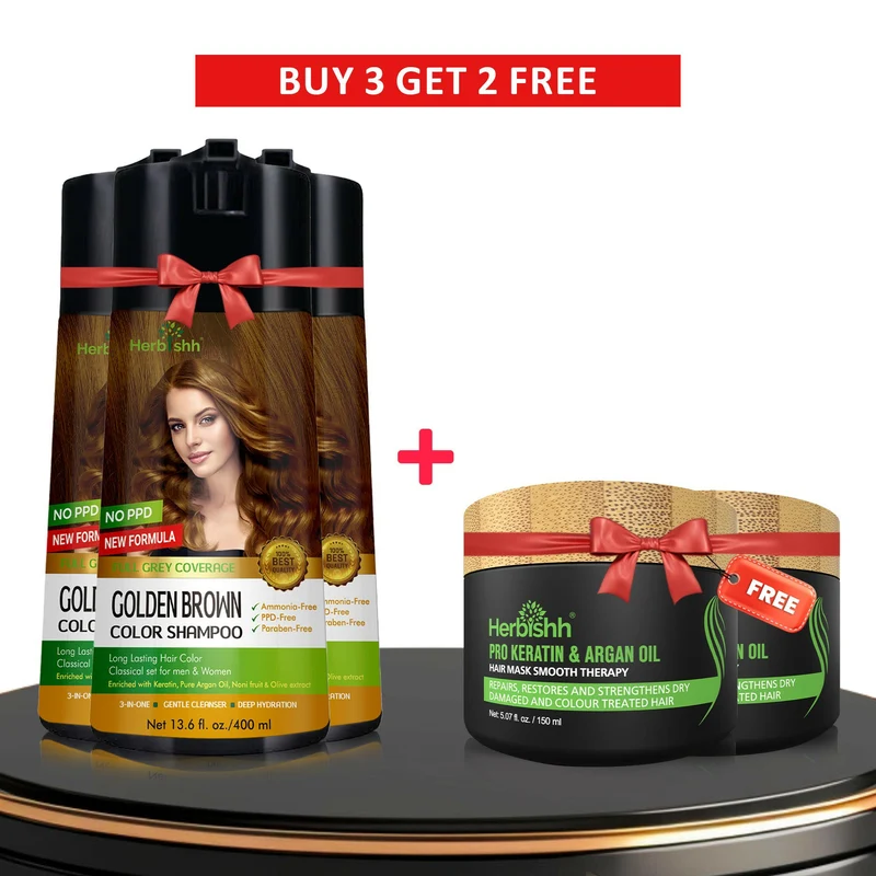 Beim Kauf von 3 PPD-freien Colorationsshampoos erhalten Sie 2 Haarmasken gratis dazu.