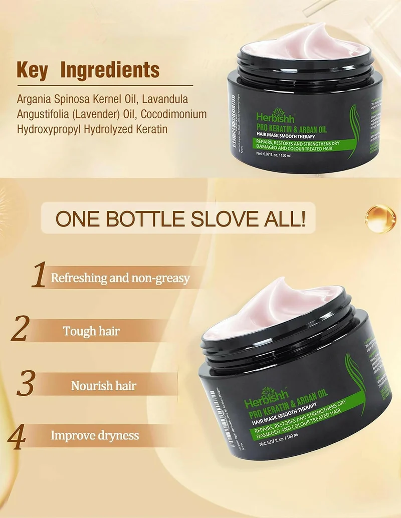 Pro Keratin Argan Haarmaske 150 g – Herbishh